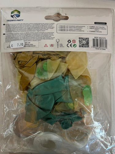 Kit de Balões Verde, Dourado, Confeti - 31pç